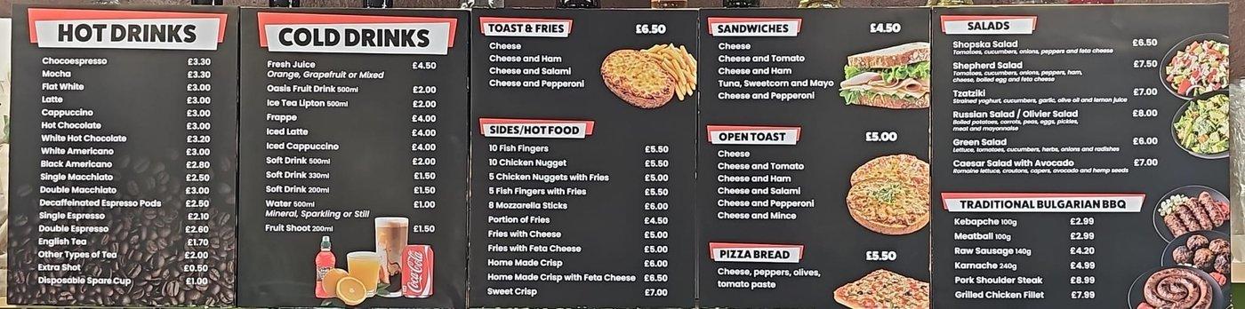 Manor Park Cafe - Menu board